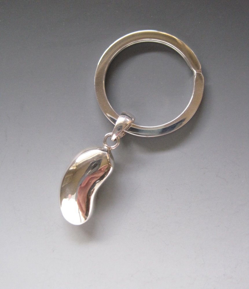 Sterling Silver Large Kidney Bean Key Ring