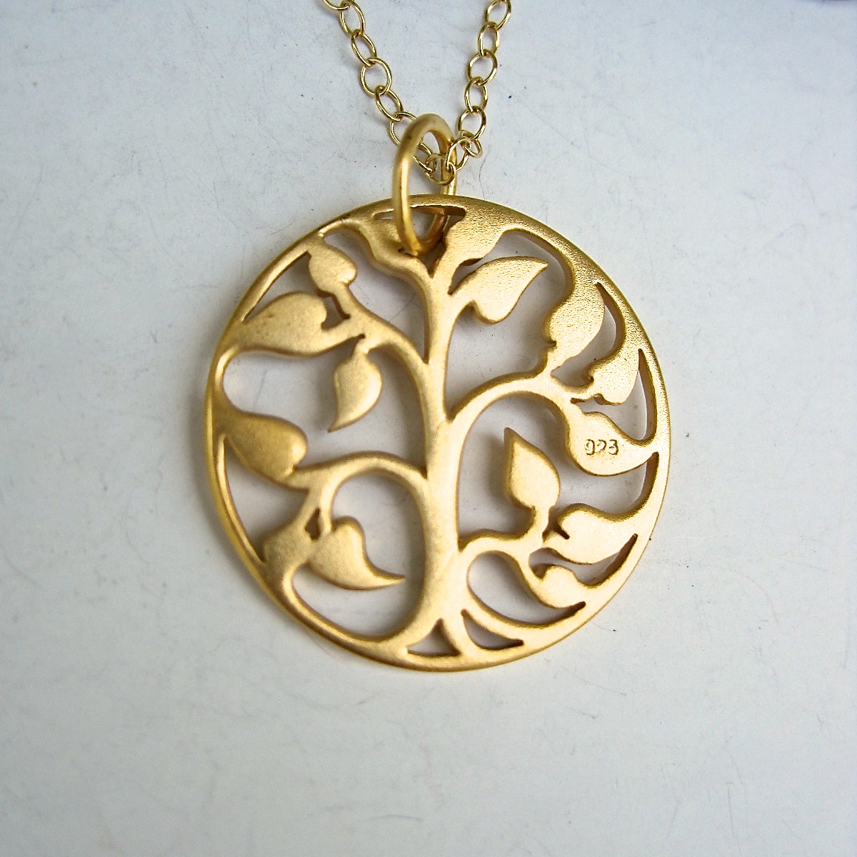 24K Matte Gold Plated Sterling (Vermeil) Tree of Life ...