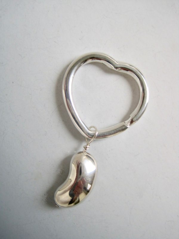 sterling heart kidney key ring