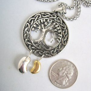 Transplant Gift Tree of Life Delicate Sterling Pendant with Rose Gold color Accent /& Tiny Sterling Kidney Drop